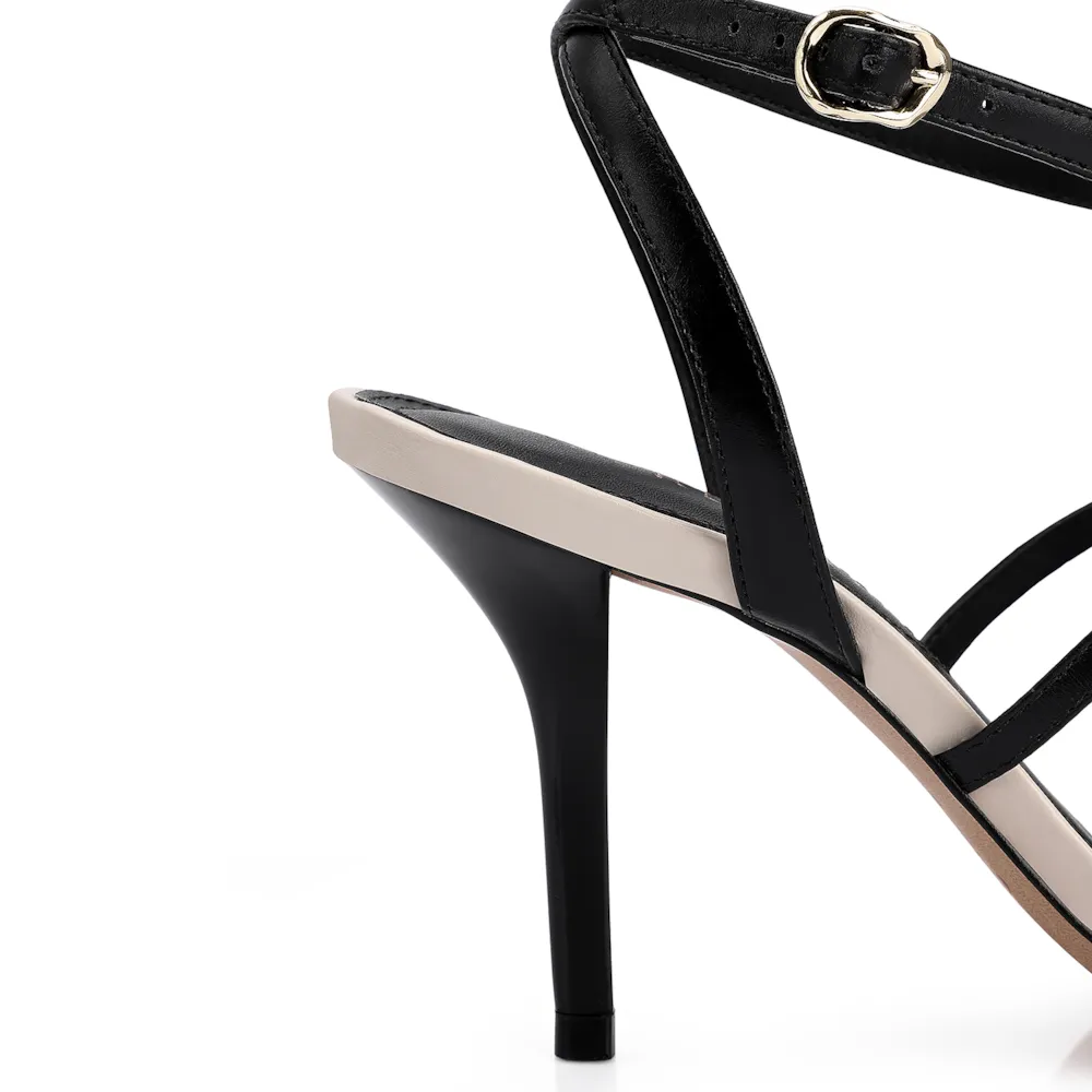 Sandália Flor Couro Preto/Off White - imagem 8