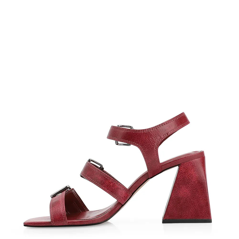 Sandália Ilhós Couro Estonado Vermelho - imagem 5