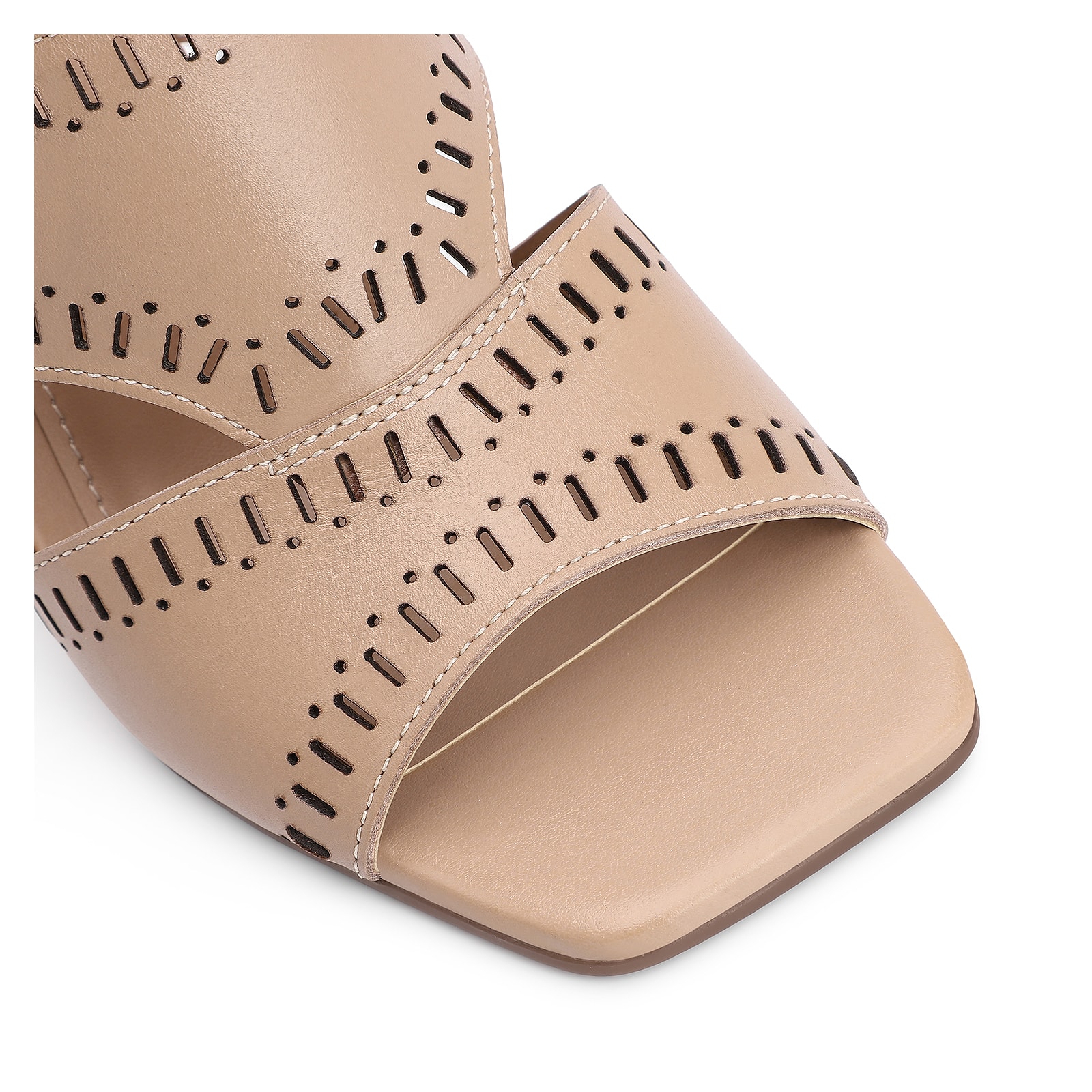 Sandália Laser Cut Couro Bege