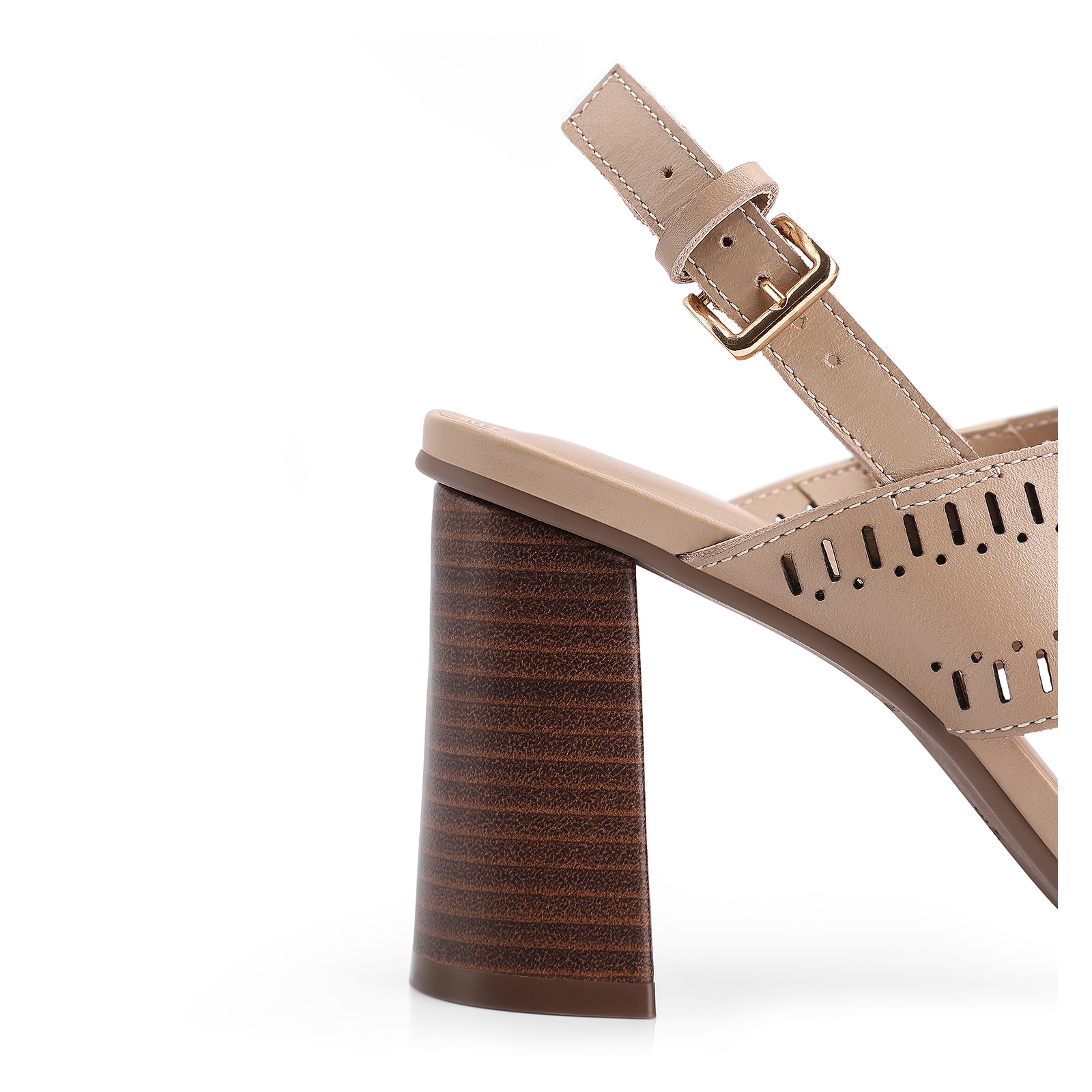 Sandália Laser Cut Couro Bege