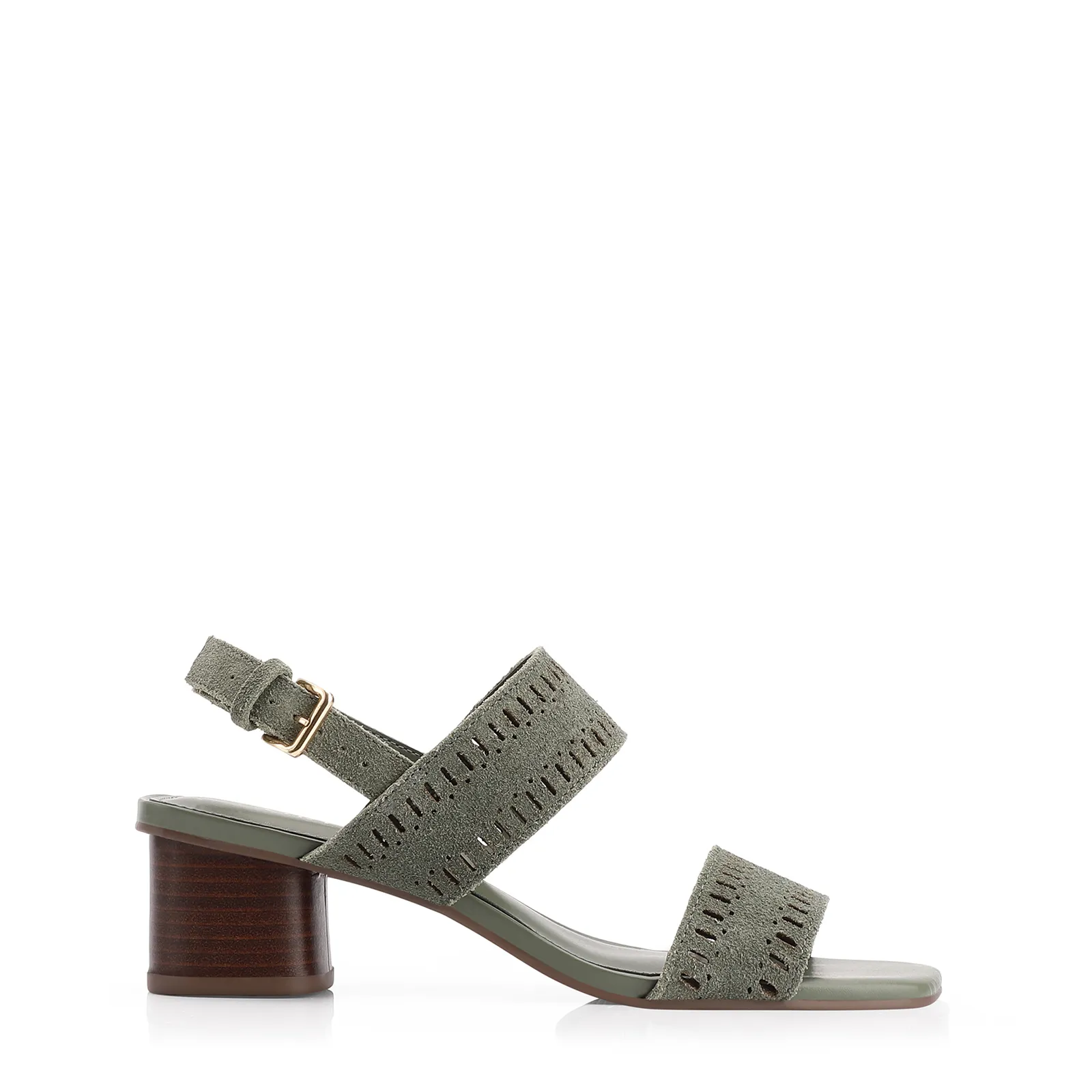 Sandália Laser Cut Couro Camurça Verde