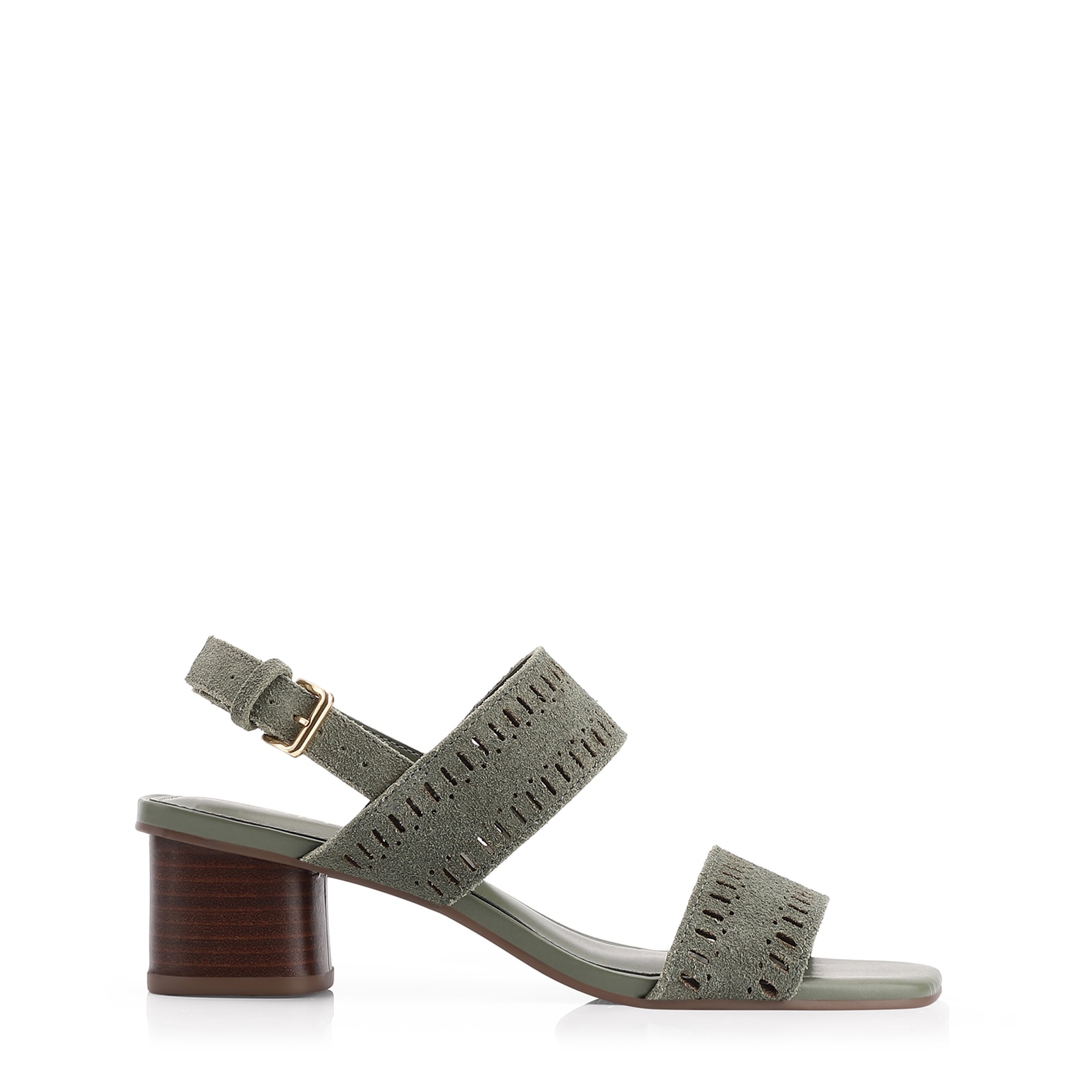 Sandália Laser Cut Couro Camurça Verde