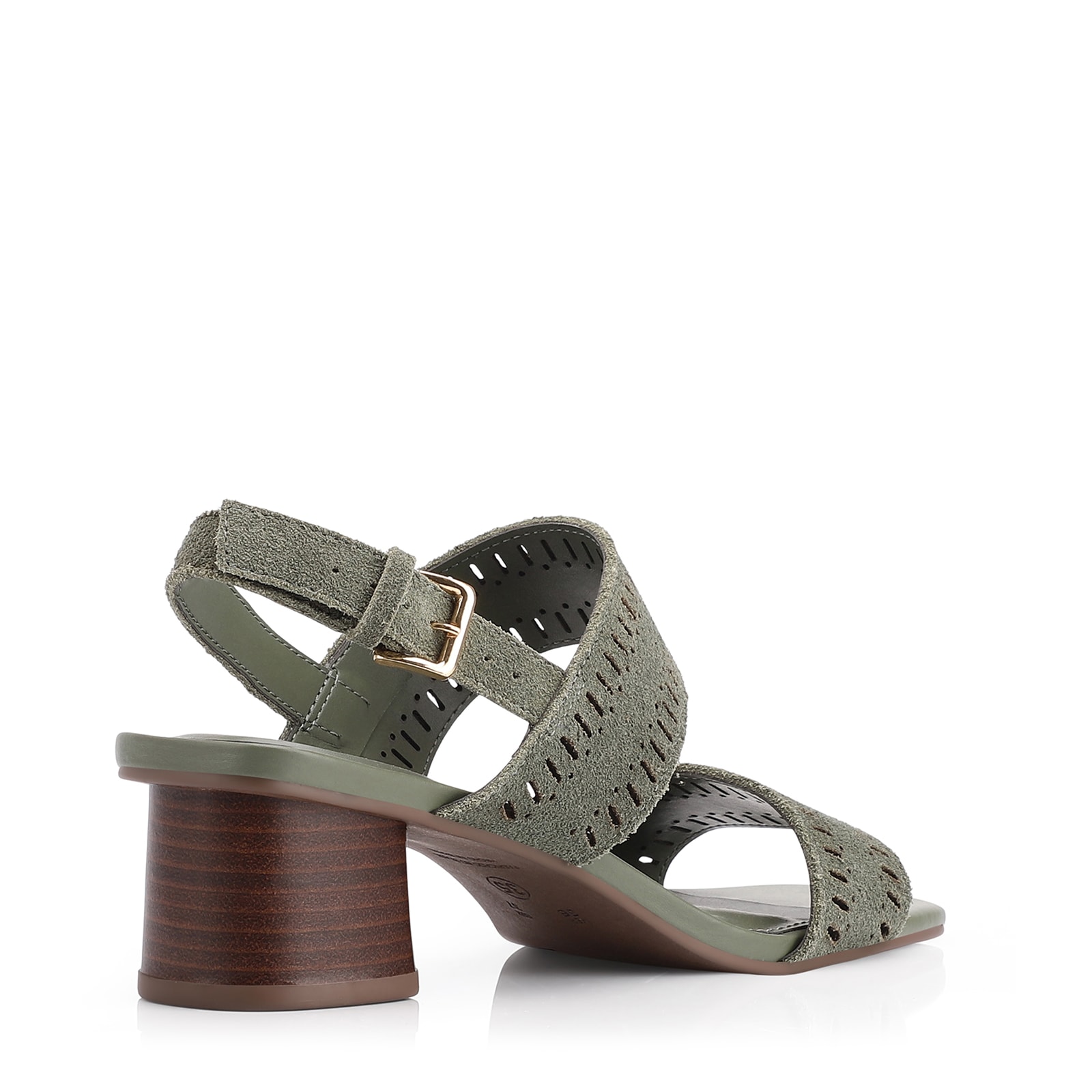 Sandália Laser Cut Couro Camurça Verde