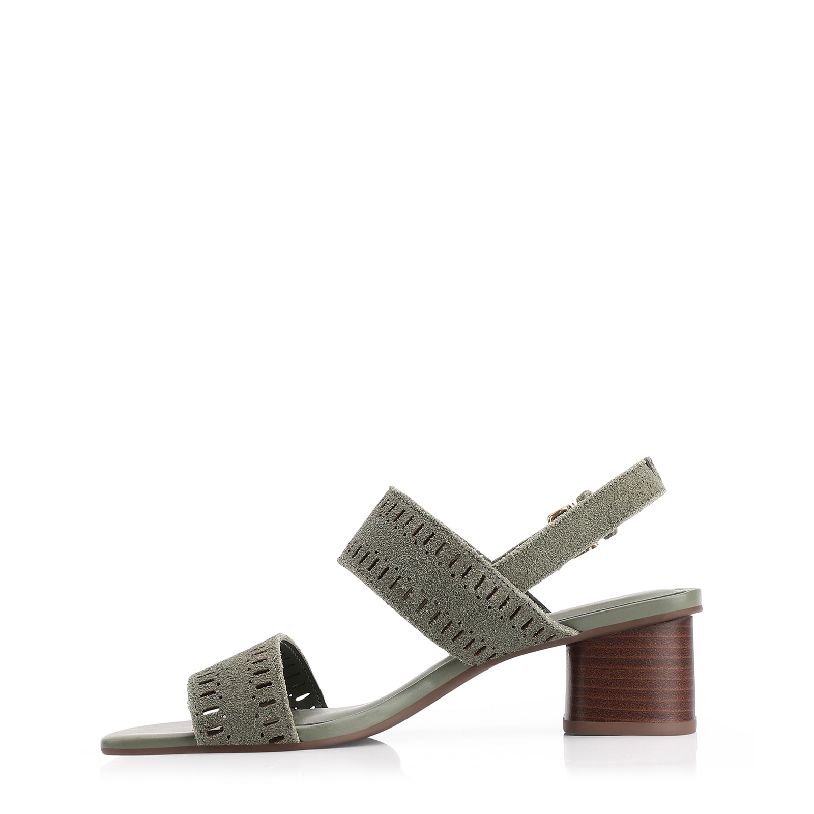 Sandália Laser Cut Couro Camurça Verde