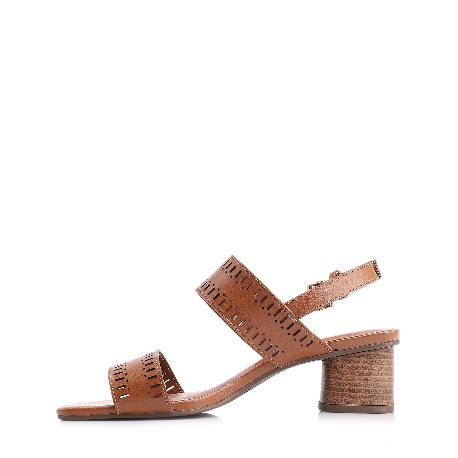 Sandália Laser Cut Couro Marrom