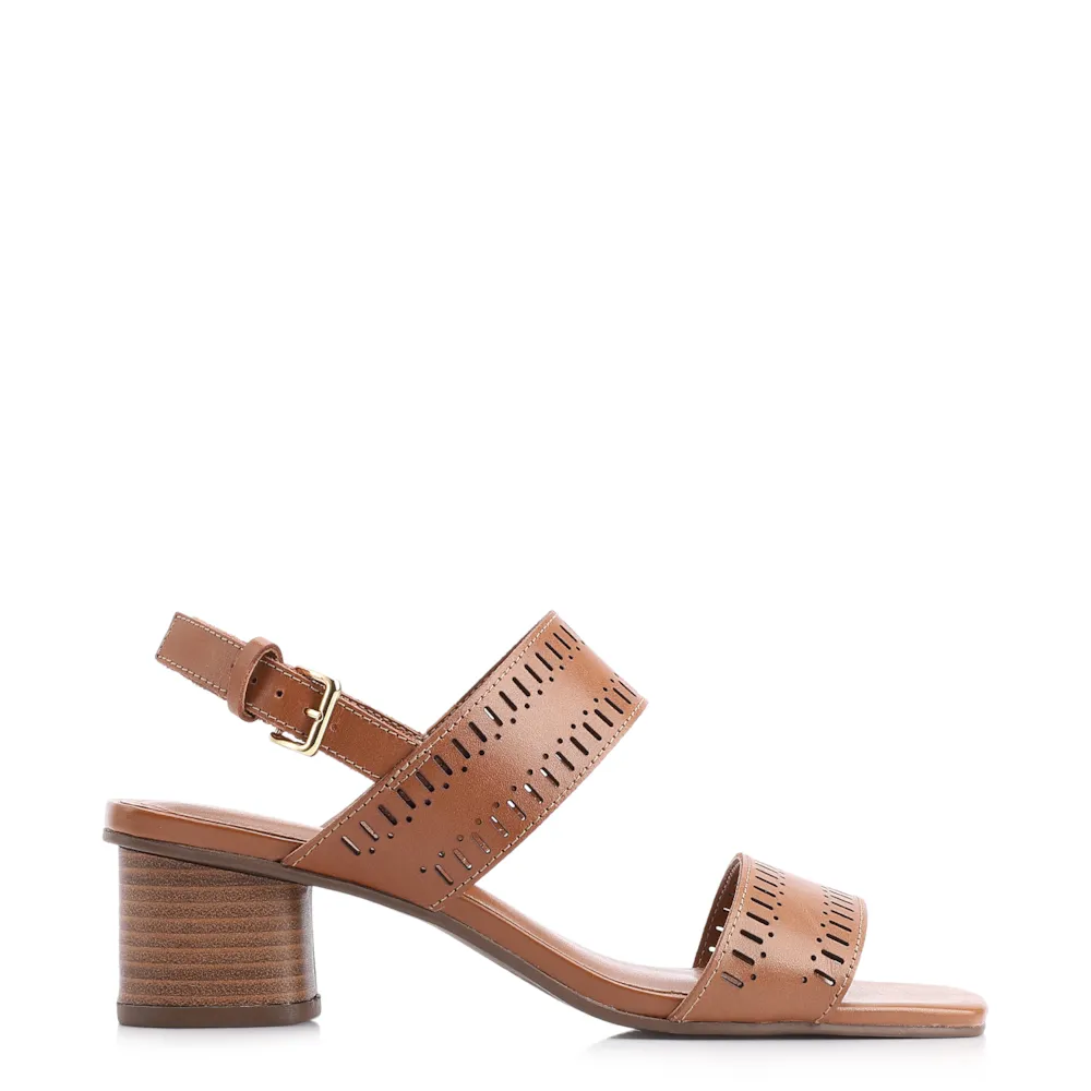 Sandália Laser Cut Couro Marrom - imagem 2