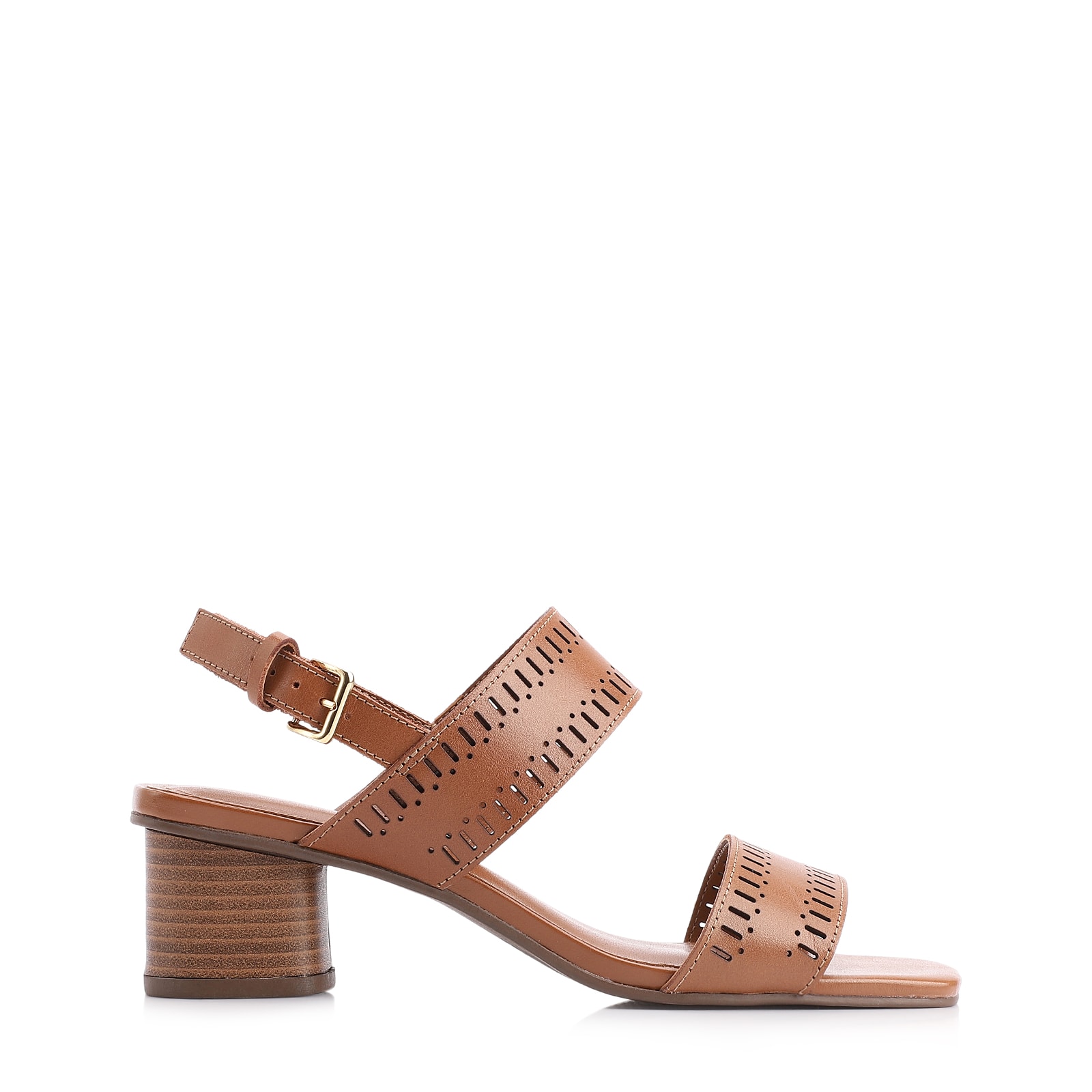Sandália Laser Cut Couro Marrom