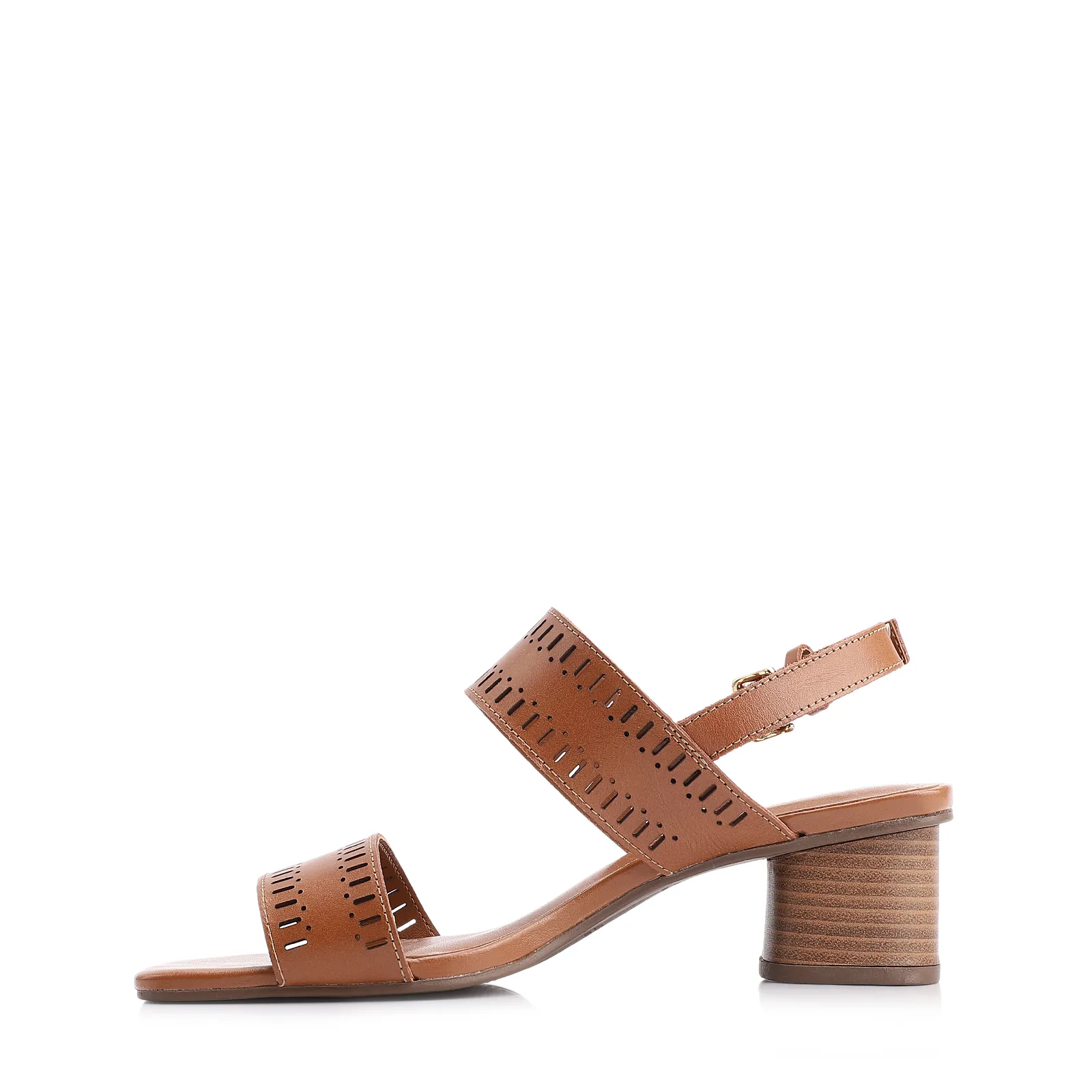 Sandália Laser Cut Couro Marrom