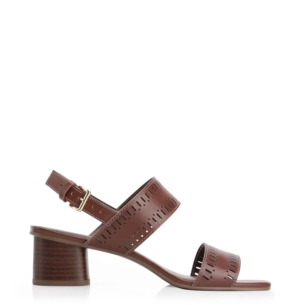 Sandália Laser Cut Couro Marrom - imagem 3