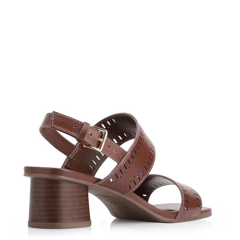 Sandália Laser Cut Couro Marrom - imagem 4