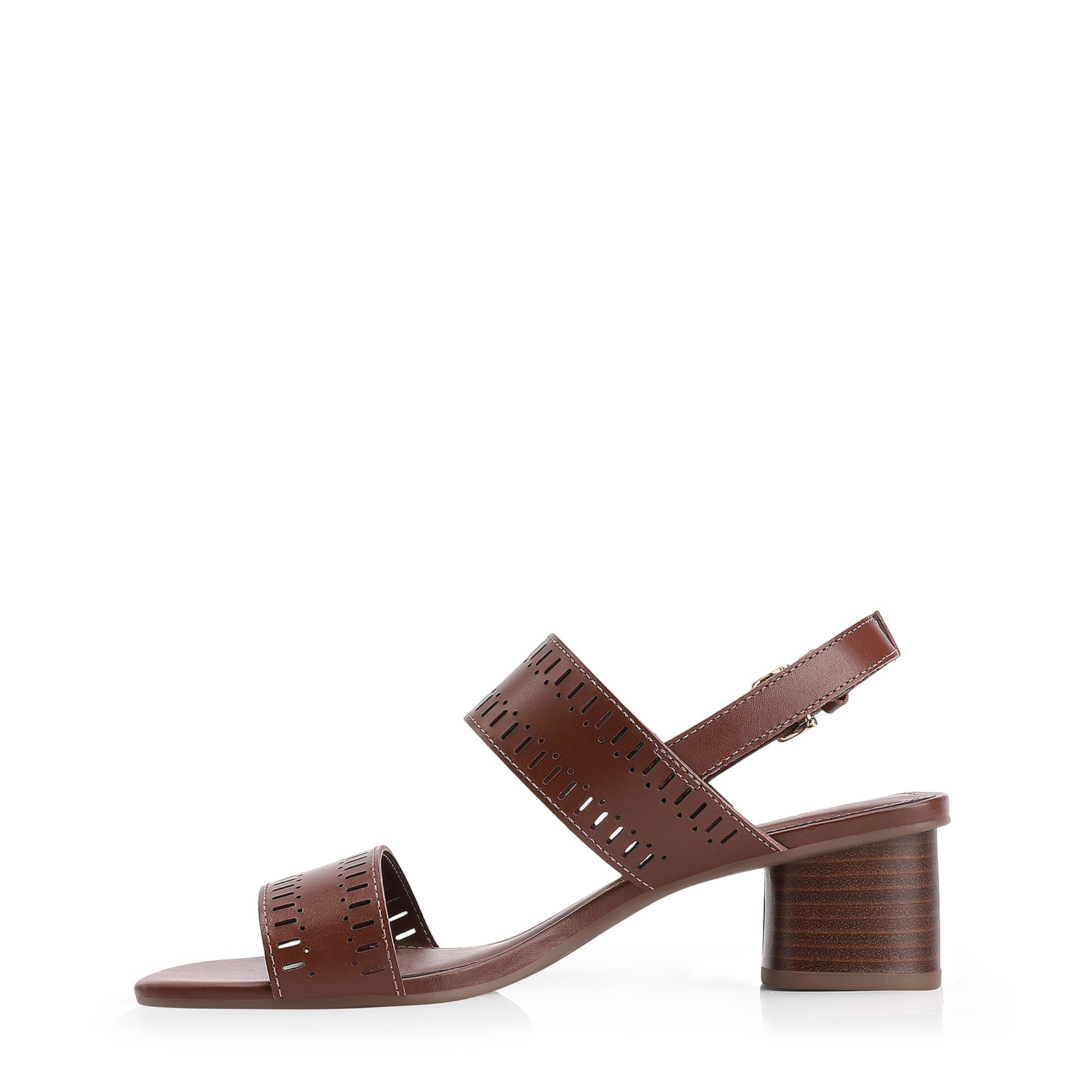 Sandália Laser Cut Couro Marrom