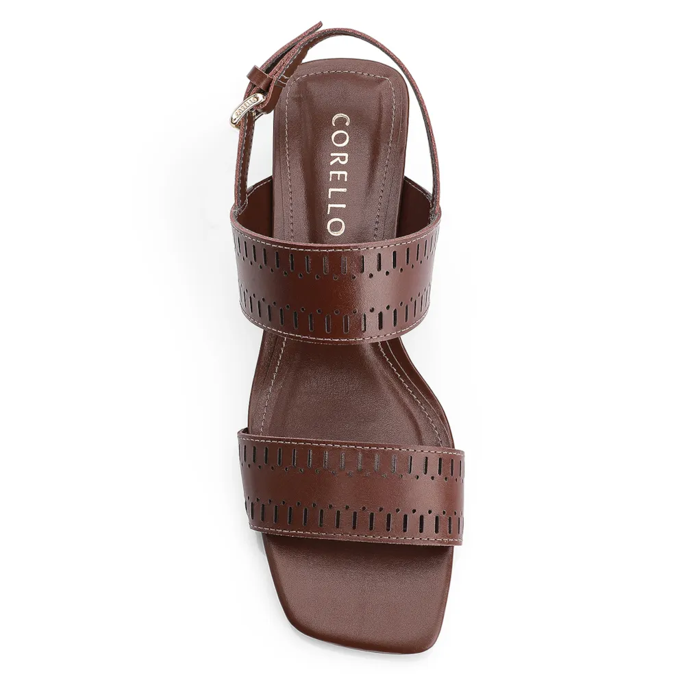 Sandália Laser Cut Couro Marrom - imagem 6