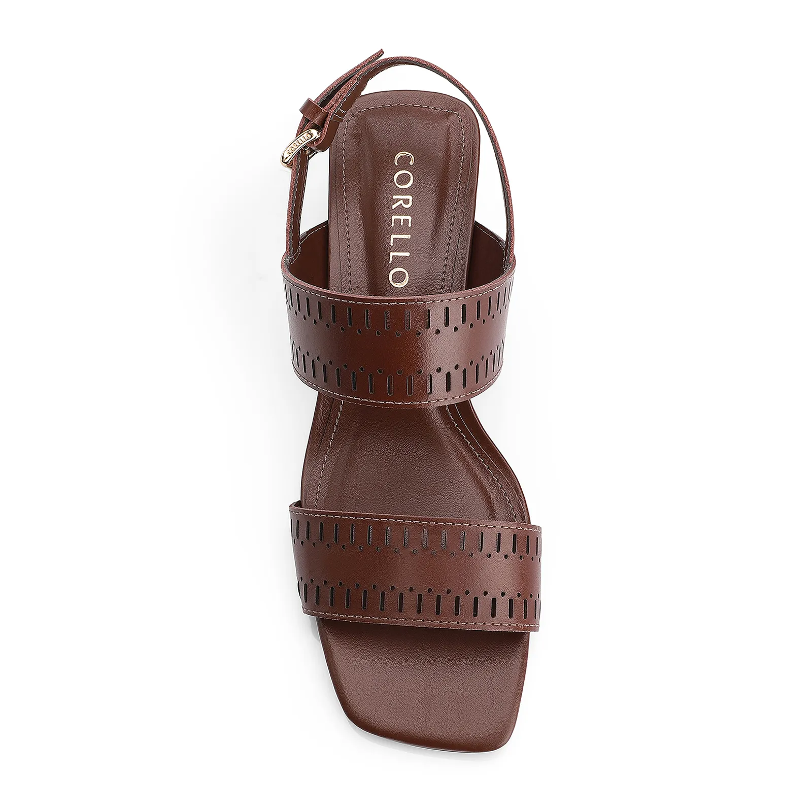 Sandália Laser Cut Couro Marrom