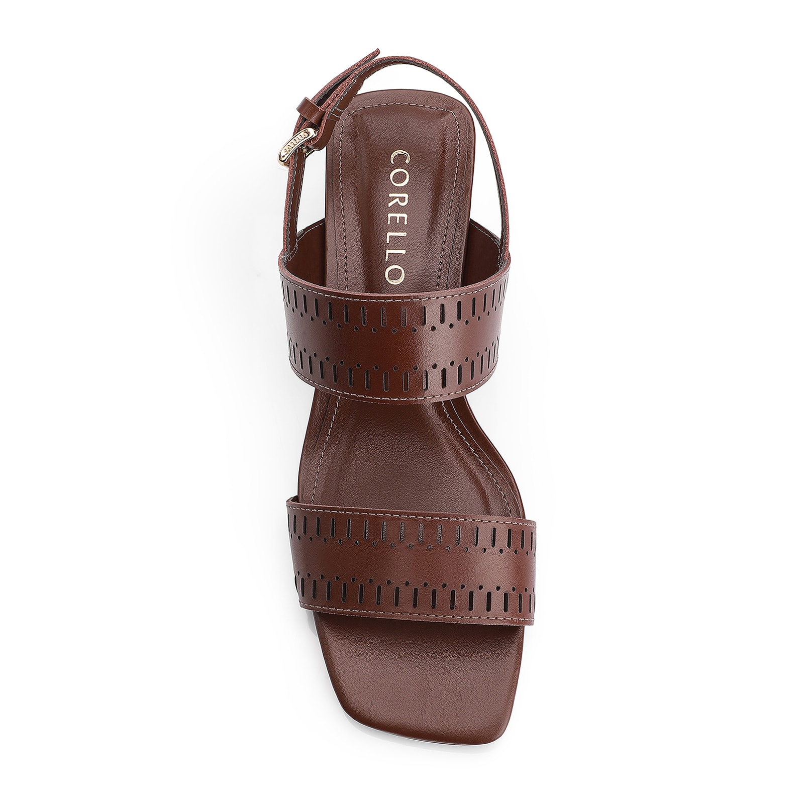 Sandália Laser Cut Couro Marrom