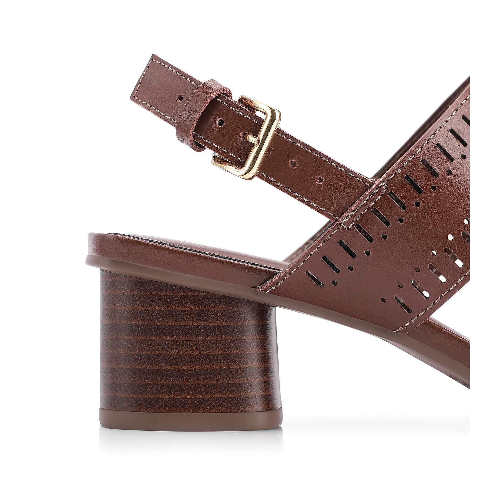 Sandália Laser Cut Couro Marrom