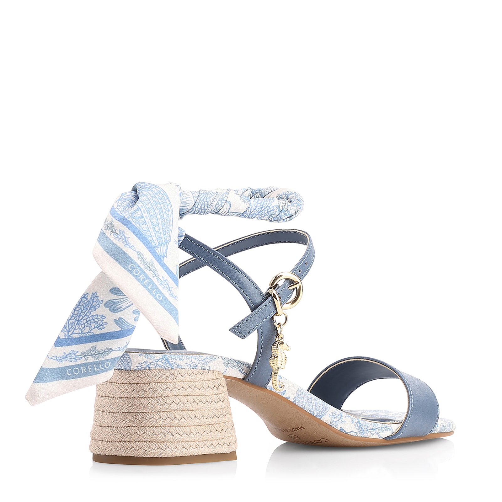Sandália Lenço Couro Azul