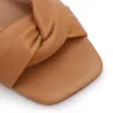 Sandália Marrom Claro Salto Bloco Baixo Couro Tiras Torcidas - imagem 6