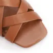 Sandália Marrom Claro Salto Bloco Médio Couro Tiras Transpassadas - imagem 6