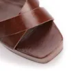 Sandália Marrom Salto Bloco Alto Couro Plataforma - imagem 7