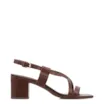 Sandália Marrom Salto Bloco Baixo Couro Antique Tiras Cruzadas - imagem 2