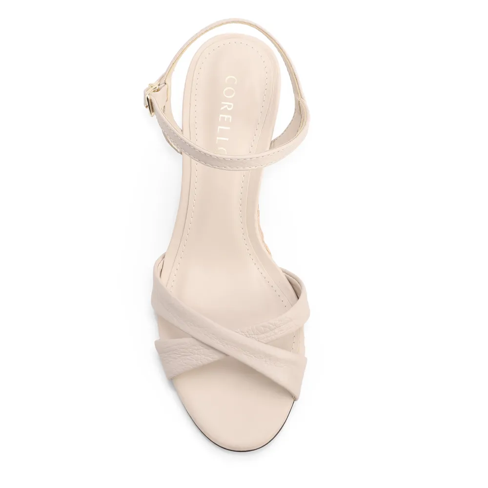 Sandália Off White Salto Anabela Alto Sisal Couro Antique Tornozelo - imagem 5