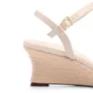 Sandália Off White Salto Anabela Alto Sisal Couro Antique Tornozelo - imagem 7