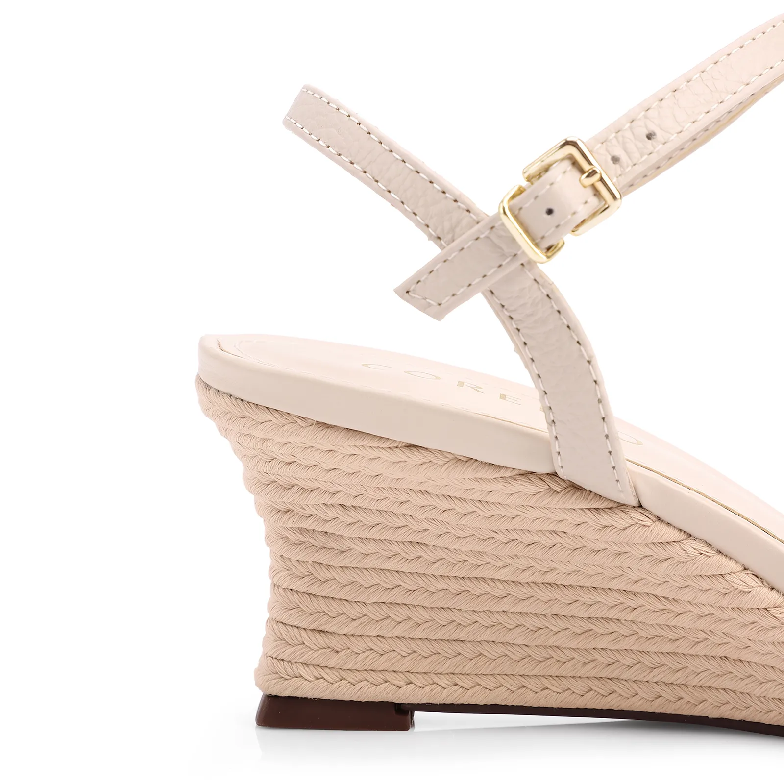 Sandália Off White Salto Anabela Alto Sisal Couro Antique Tornozelo