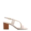 Sandália Off White Salto Bloco Baixo Couro Antique Tiras Cruzadas - imagem 2