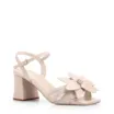 Sandália Off White Salto Bloco Médio Alt/Couro Aplique Flor - imagem 1