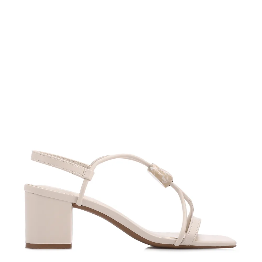 Sandália Off White Salto Bloco Médio Alt Pedra - imagem 2
