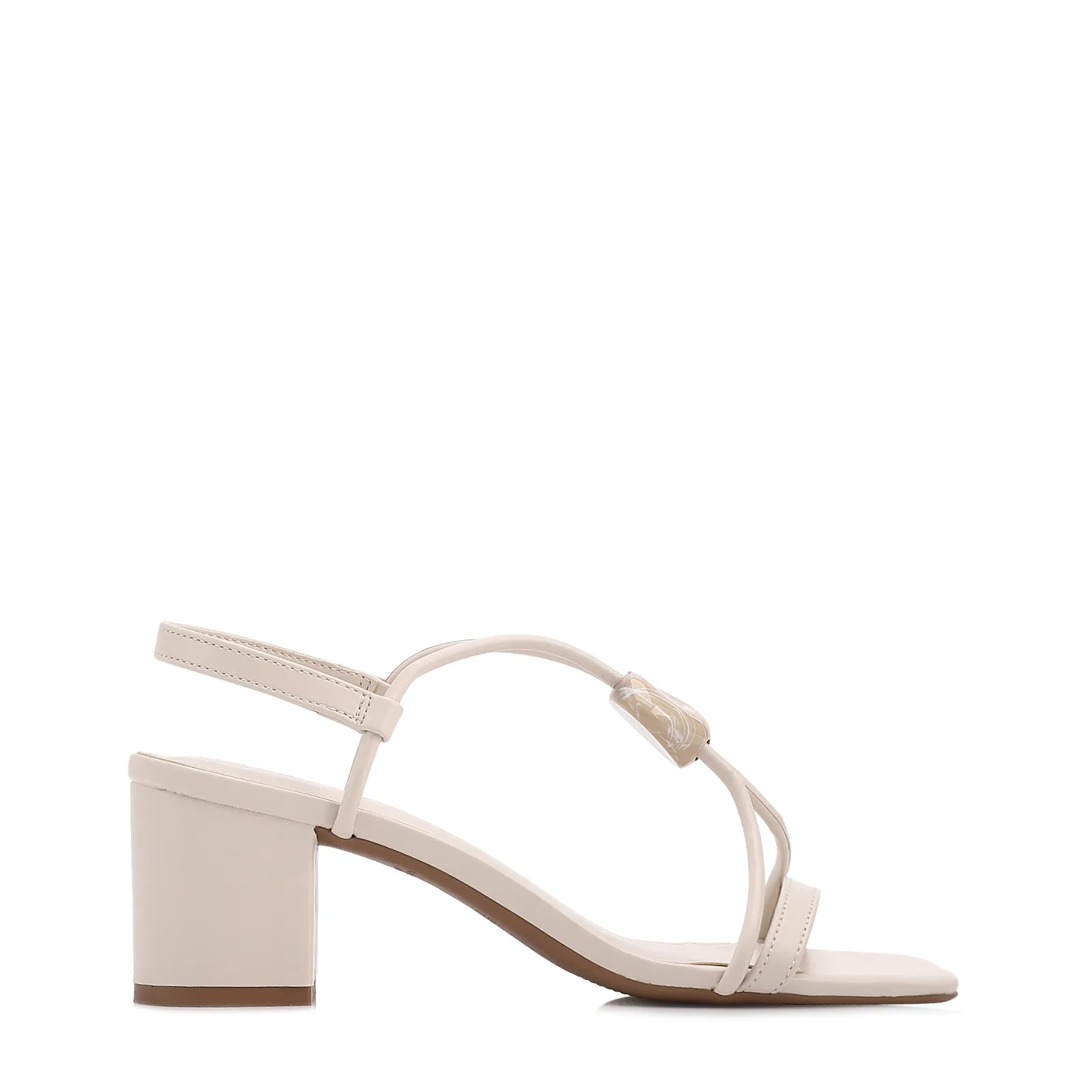 Sandália Off White Salto Bloco Médio Alt Pedra
