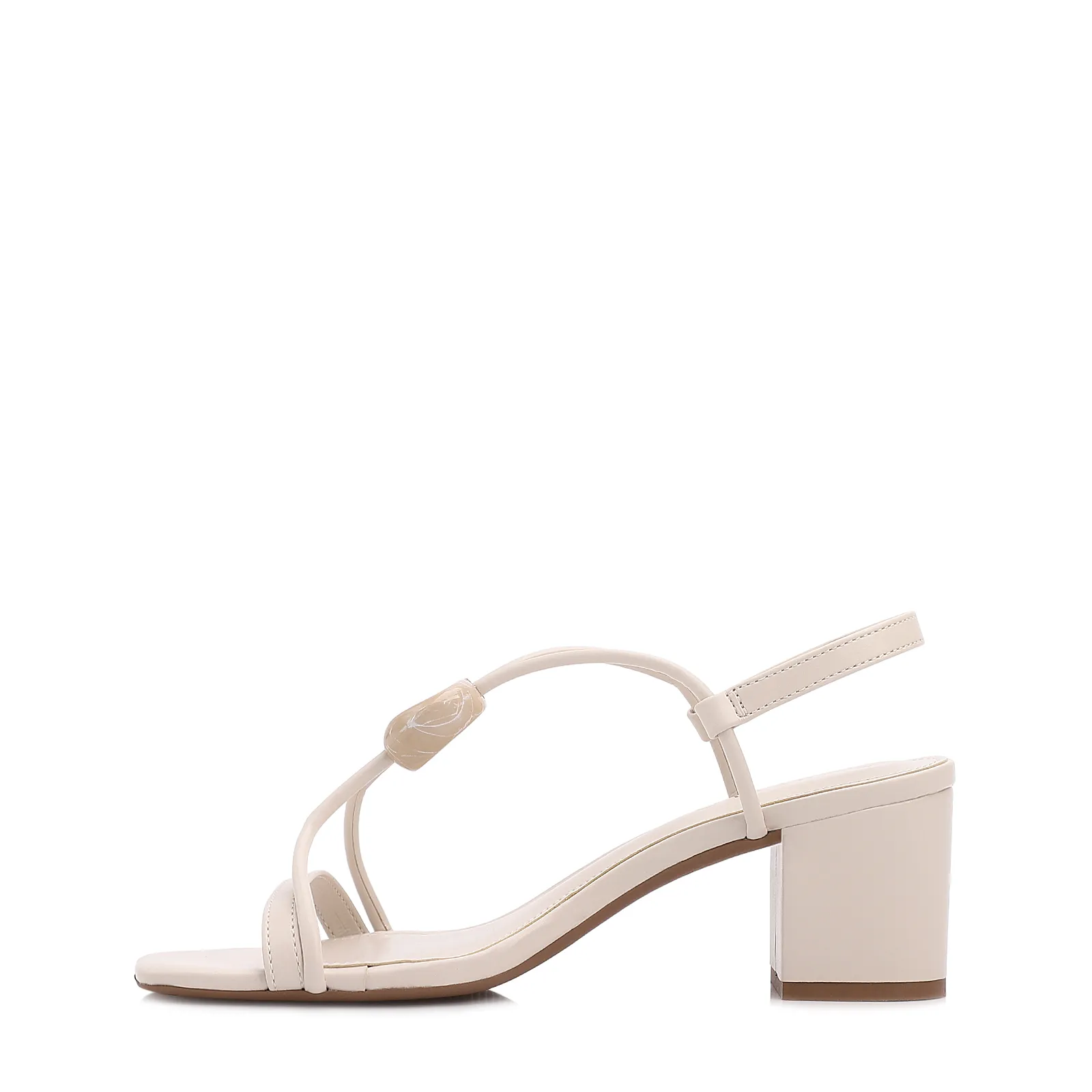 Sandália Off White Salto Bloco Médio Alt Pedra