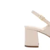 Sandália Off White Salto Bloco Médio Couro Pedras - imagem 7