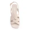 Sandália Off White Salto Bloco Médio Couro Tiras Transpassadas - imagem 5
