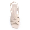 Sandália Off White Salto Bloco Médio Couro Tiras Transpassadas - imagem 5