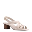 Sandália Off White Salto Bloco Médio Couro Tiras Transpassadas - imagem 1