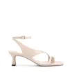 Sandalia Off White Salto Fino Baixo Couro Croco Tira Tornozelo - imagem 2