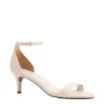 Sandália Off White Salto Fino Médio Couro Calcanhar Fechado - imagem 1