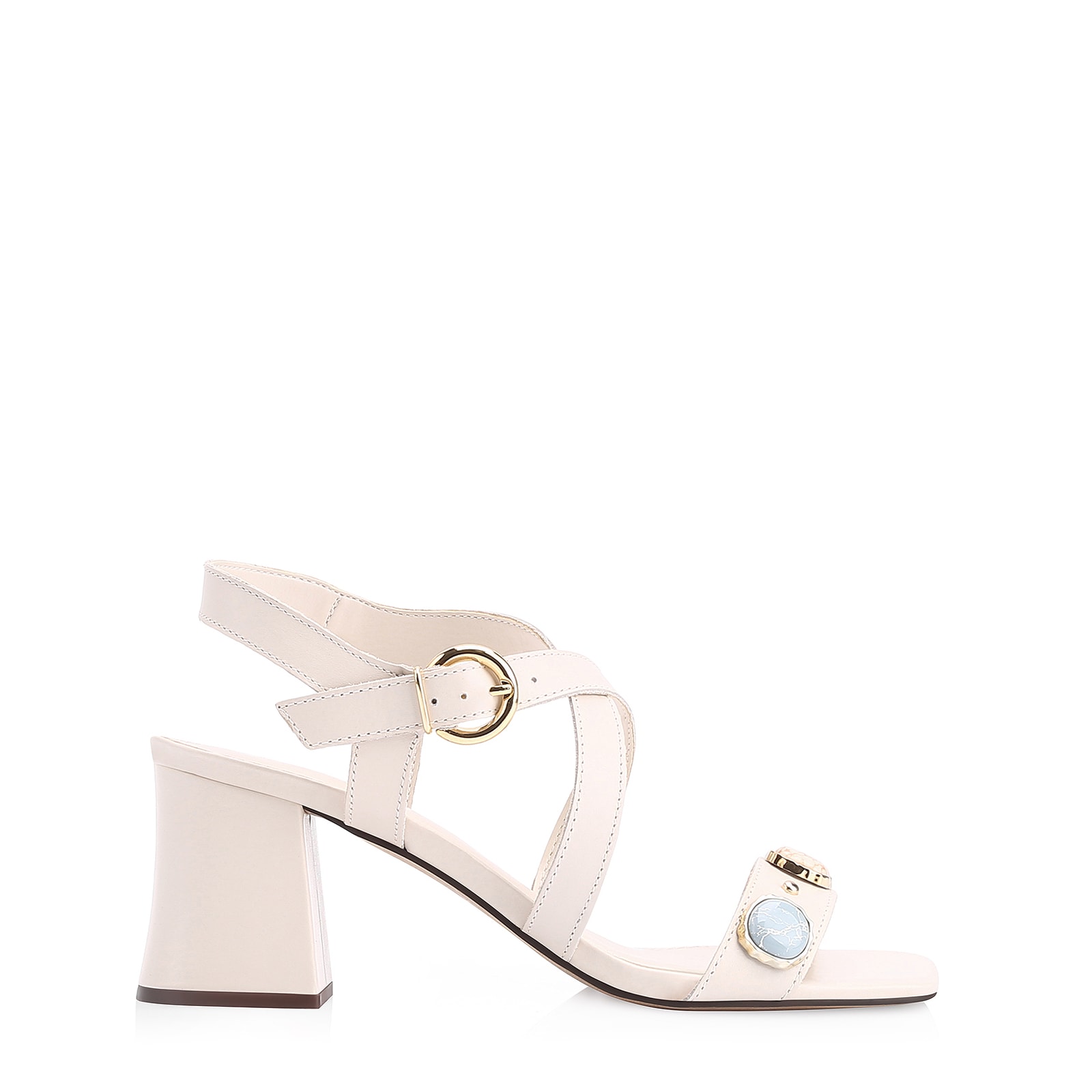 Sandália Pedras Couro Off White