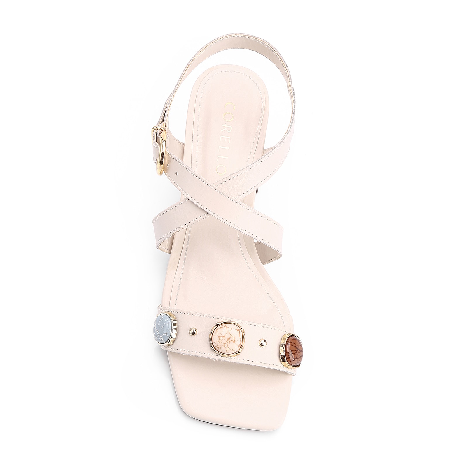 Sandália Pedras Couro Off White