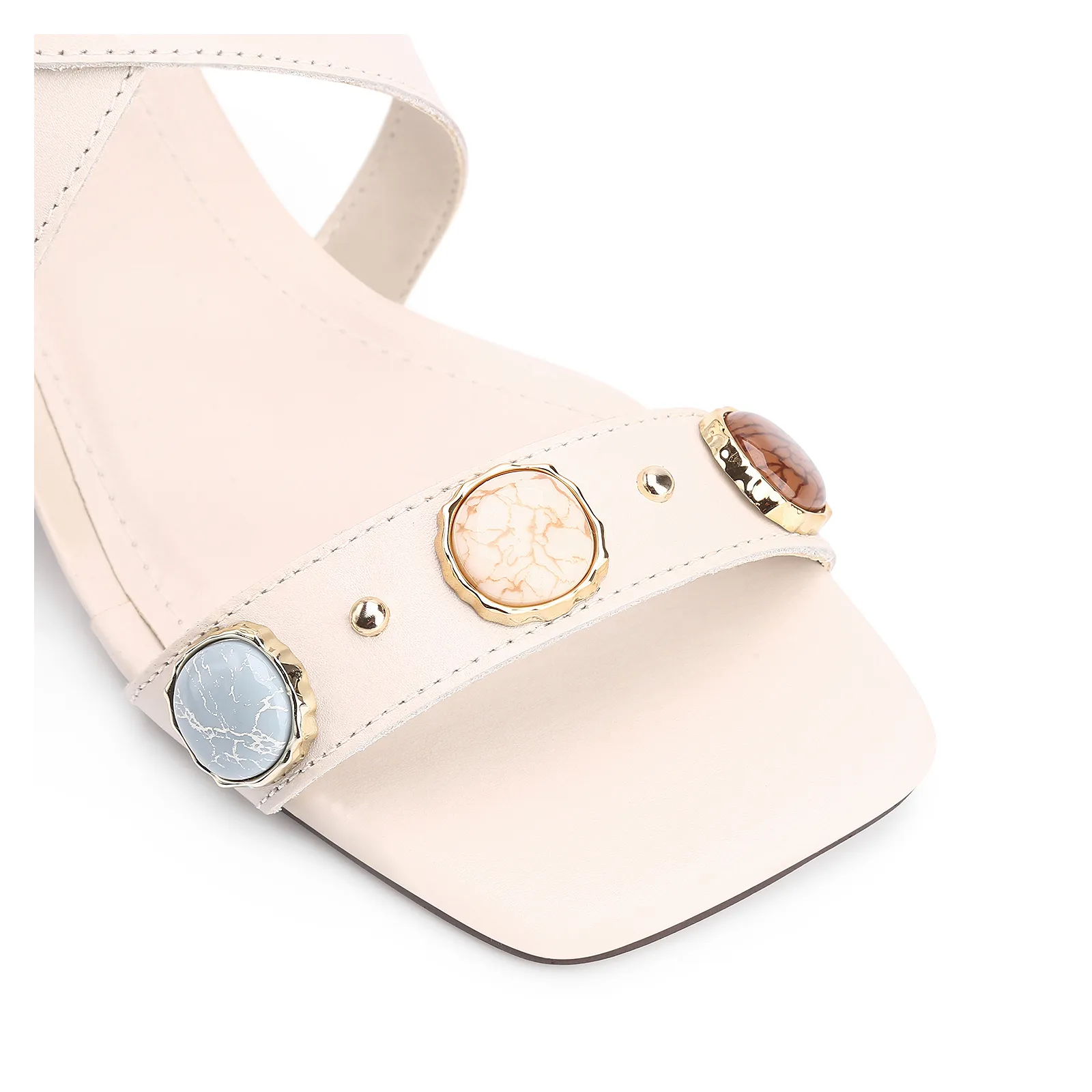 Sandália Pedras Couro Off White