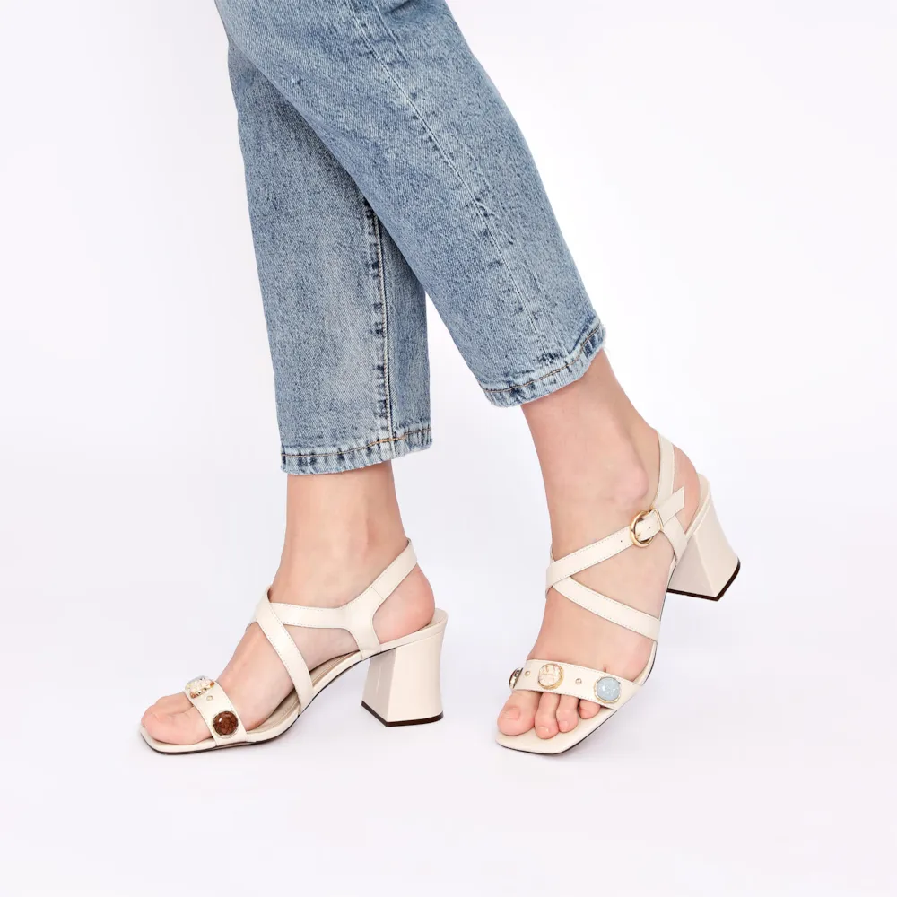 Sandália Pedras Couro Off White - imagem 2