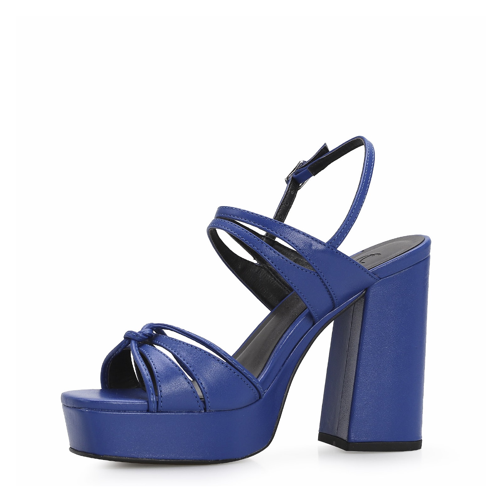 Sandália Plataforma Couro Azul