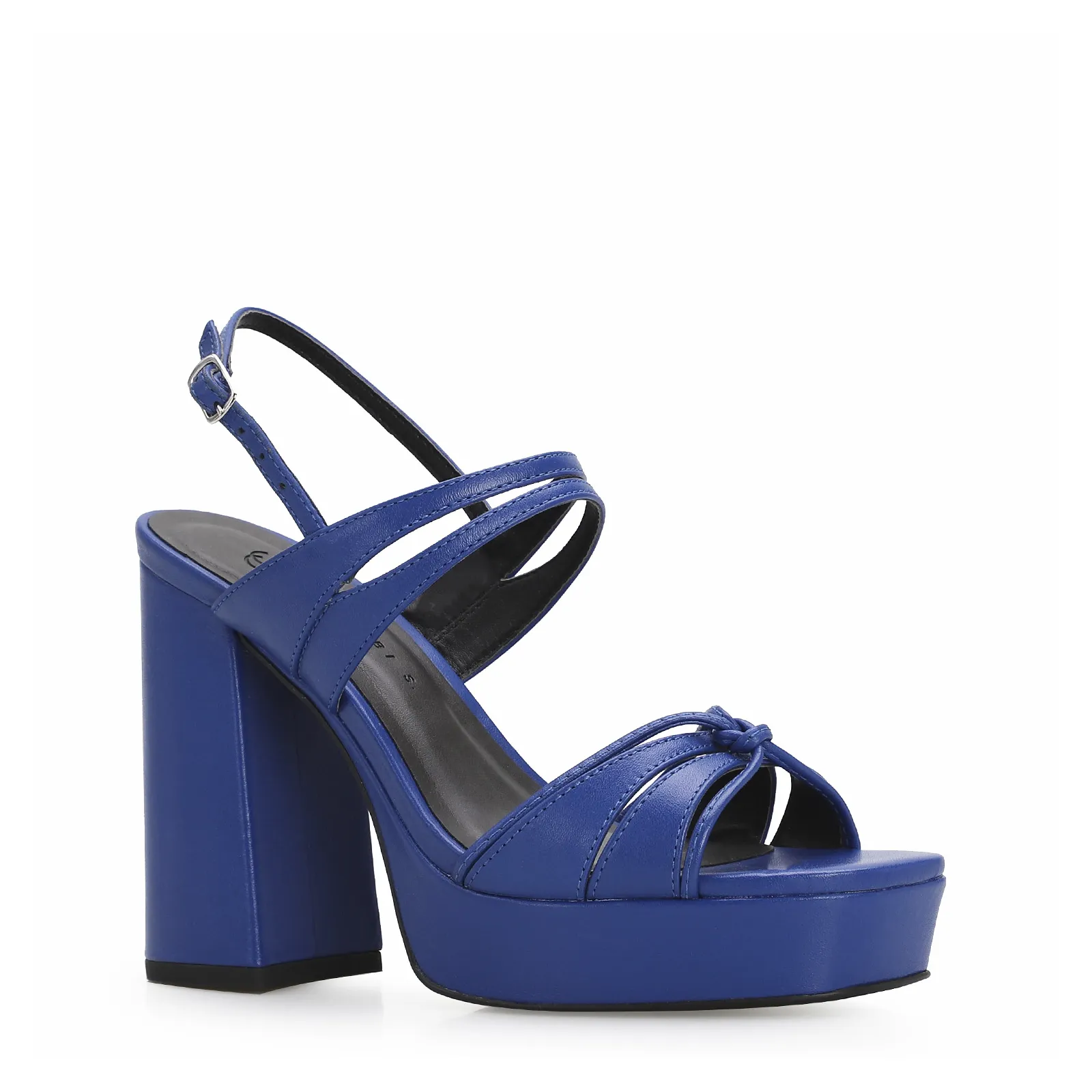 Sandália Plataforma Couro Azul