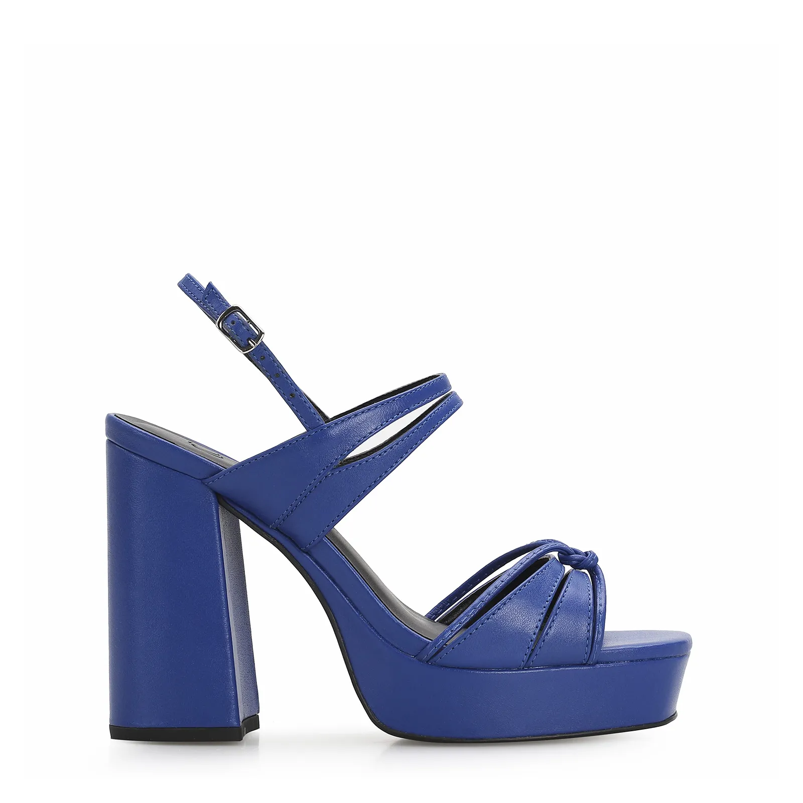 Sandália Plataforma Couro Azul