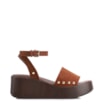 Sandália Plataforma Couro Nobuck Croco Marrom - imagem 3