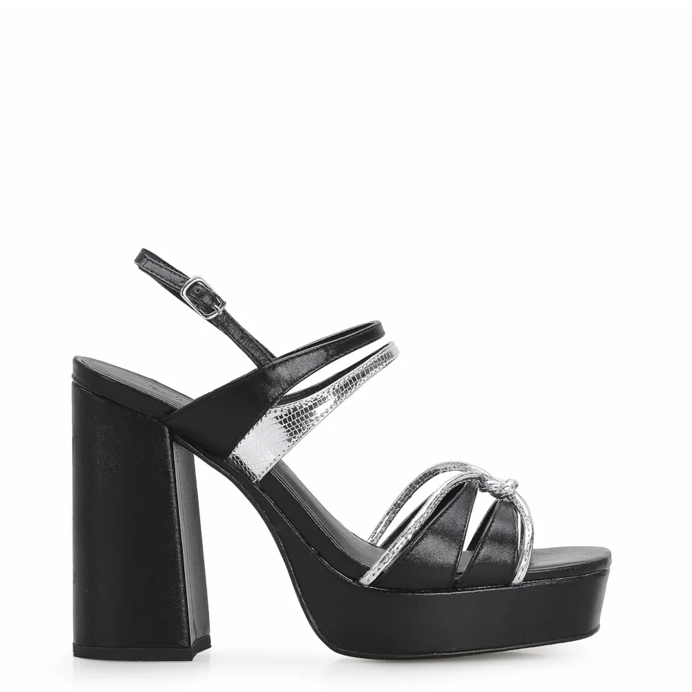 Sandália Plataforma Couro Preto - imagem 2