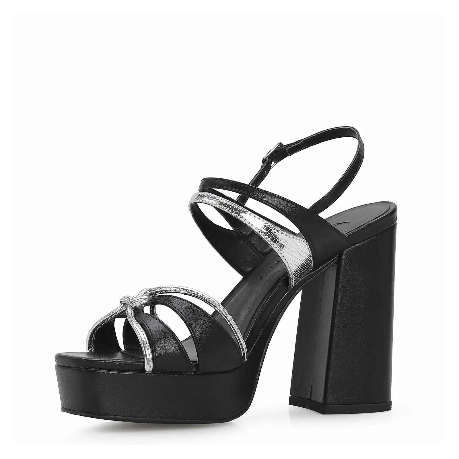 Sandália Plataforma Couro Preto