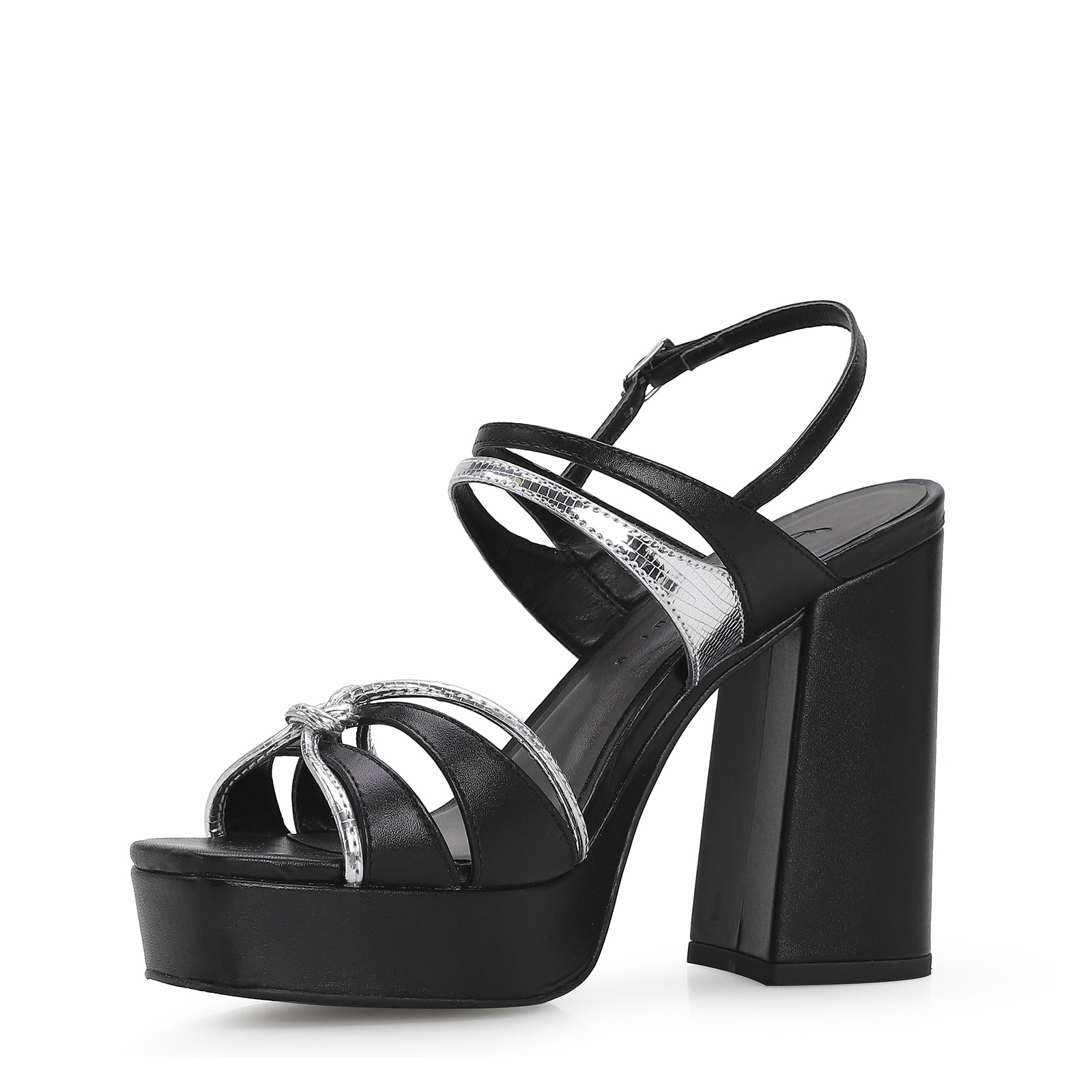 Sandália Plataforma Couro Preto