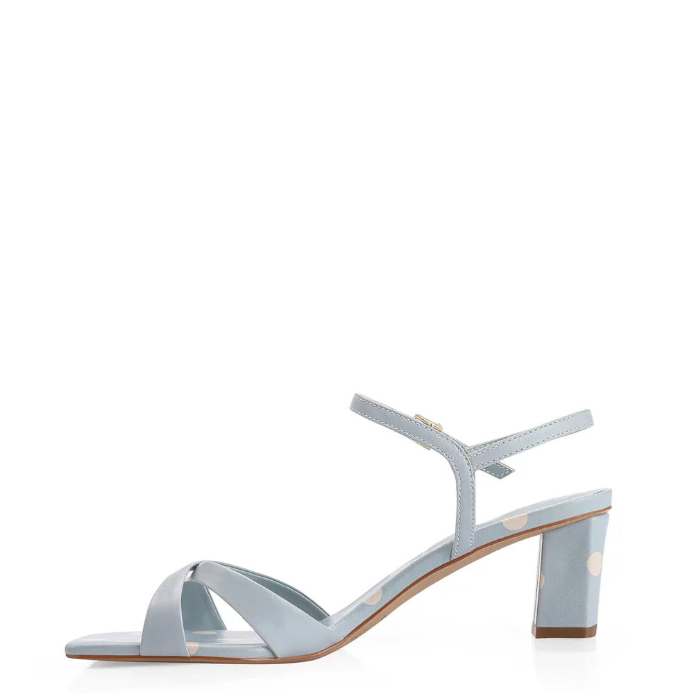 Sandália Poá Couro Azul/Branco - imagem 4